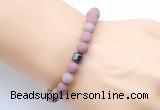 CGB9326 8mm, 10mm matte pink wooden jasper & drum hematite power beads bracelets