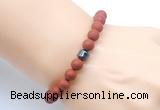 CGB9327 8mm, 10mm matte red jasper & drum hematite power beads bracelets