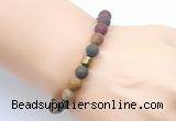 CGB9328 8mm, 10mm matte picasso jasper & drum hematite power beads bracelets