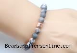 CGB9330 8mm, 10mm matte pink zebra jasper & drum hematite power beads bracelets