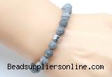 CGB9332 8mm, 10mm matte grey picture jasper & drum hematite power beads bracelets