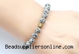 CGB9334 8mm, 10mm matte dalmatian jasper & drum hematite power beads bracelets