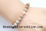 CGB9354 8mm, 10mm fossil coral & cross hematite power beads bracelets