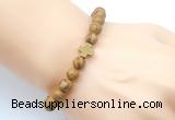 CGB9361 8mm, 10mm wooden jasper & cross hematite power beads bracelets