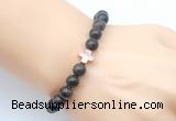 CGB9362 8mm, 10mm coffee wooden jasper & cross hematite power beads bracelets