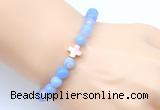 CGB9371 8mm, 10mm blue banded agate & cross hematite power beads bracelets