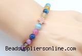 CGB9373 8mm, 10mm colorful banded agate & cross hematite power beads bracelets