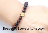 CGB9393 8mm, 10mm red tiger eye & cross hematite power beads bracelets