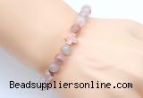 CGB9413 8mm, 10mm pink quartz & cross hematite power beads bracelets