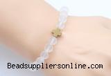 CGB9416 8mm, 10mm matte white crystal & cross hematite power beads bracelets