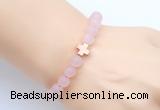 CGB9417 8mm, 10mm matte rose quartz & cross hematite power beads bracelets