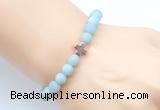 CGB9423 8mm, 10mm matte amazonite & cross hematite power beads bracelets