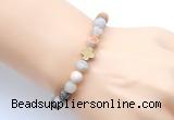 CGB9429 8mm, 10mm matte bamboo leaf agate & cross hematite power beads bracelets