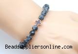 CGB9433 8mm, 10mm matte snowflake obsidian & cross hematite power beads bracelets