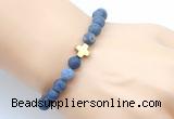 CGB9439 8mm, 10mm matte dumortierite & cross hematite power beads bracelets