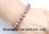 CGB9442 8mm, 10mm matte pink wooden jasper & cross hematite power beads bracelets