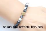 CGB9447 8mm, 10mm matte black & white jasper & cross hematite power beads bracelets