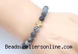 CGB9449 8mm, 10mm matte black water jasper & cross hematite power beads bracelets