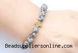 CGB9450 8mm, 10mm matte dalmatian jasper & cross hematite power beads bracelets