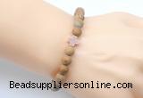 CGB9452 8mm, 10mm matte wooden jasper & cross hematite power beads bracelets