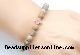 CGB9453 8mm, 10mm matte picture jasper & cross hematite power beads bracelets