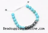 CGB9462 8mm, 10mm blue howlite & drum hematite adjustable bracelets