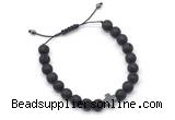 CGB9468 8mm, 10mm black lava & cross hematite adjustable bracelets