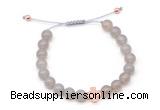 CGB9486 8mm, 10mm grey agate & cross hematite adjustable bracelets