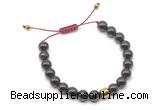 CGB9516 8mm, 10mm garnet & drum hematite adjustable bracelets