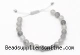 CGB9524 8mm, 10mm cloudy quartz & rondelle hematite adjustable bracelets