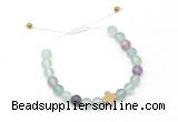 CGB9530 8mm, 10mm matte fluorite & cross hematite adjustable bracelets