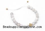 CGB9538 8mm, 10mm matte white crazy lace agate & cross hematite adjustable bracelets