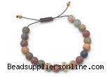 CGB9554 8mm, 10mm matte picasso jasper & cross hematite adjustable bracelets