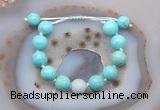 CGB9604 12mm round blue howlite & aquamarine adjustable bracelets