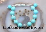 CGB9606 12mm round blue howlite & labradorite adjustable bracelets