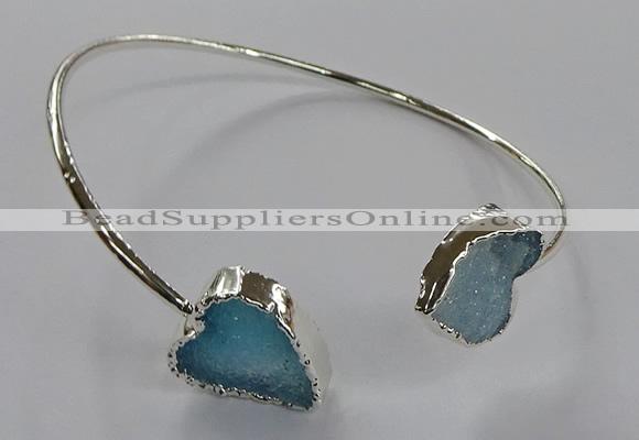 CGB961 15*15mm - 18*18mm heart druzy agate bangles wholesale