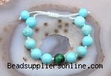 CGB9611 12mm round blue howlite & green tiger eye adjustable bracelets