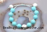 CGB9617 12mm round blue howlite & white howlite adjustable bracelets