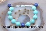 CGB9620 12mm round blue howlite & lapis lazuli adjustable bracelets