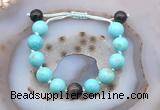 CGB9624 12mm round blue howlite & golden obsidian adjustable bracelets