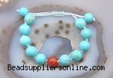 CGB9630 12mm round blue howlite & fire agate adjustable bracelets