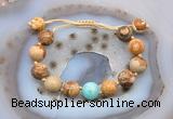 CGB9705 12mm round picture jasper & amazonite adjustable bracelets