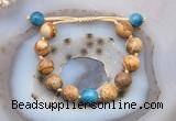 CGB9706 12mm round picture jasper & apatite adjustable bracelets