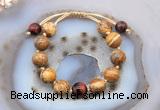 CGB9710 12mm round picture jasper & red tiger eye adjustable bracelets