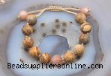 CGB9720 12mm round picture jasper & moonstone adjustable bracelets