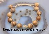 CGB9730 12mm round picture jasper & serpentine jasper adjustable bracelets