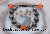 CGB9803 12mm round black labradorite & candy jade adjustable bracelets