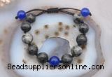 CGB9808 12mm round black labradorite & candy jade adjustable bracelets