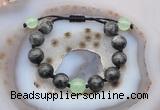 CGB9809 12mm round black labradorite & candy jade adjustable bracelets