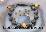 CGB9817 12mm round black labradorite & golden tiger eye adjustable bracelets